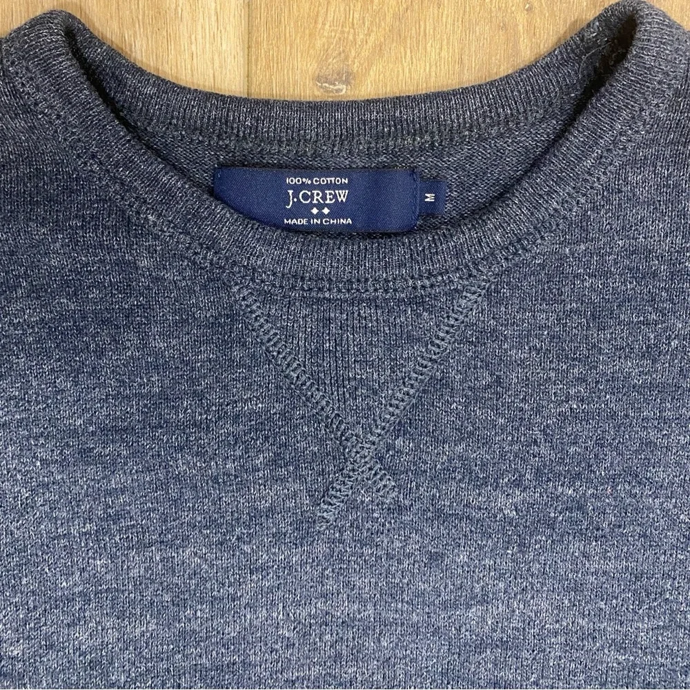 🌟J. CREW🌟 MENS 100% COTTON CREW NECK SWEATER HEATHER BLUE SZ M